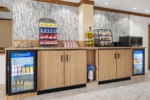 Food and drinks on counter for continental breakfast