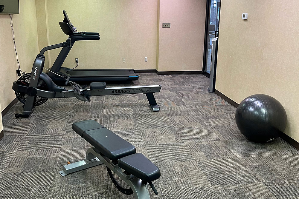 Fitness Center treadmill and rowing machine